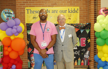 Col. Paulson (School Board Member) and Mr. Gates on the 3rd Day of School