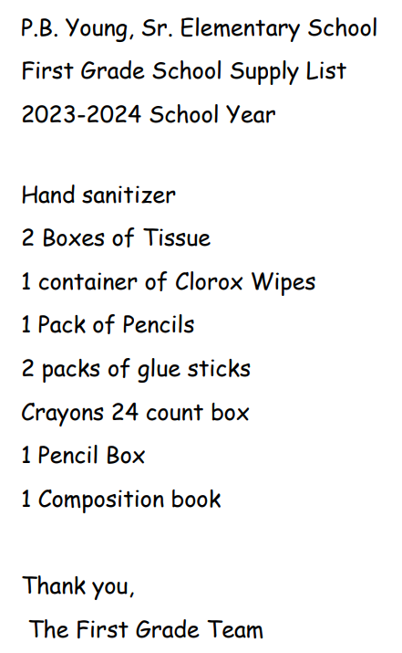 Supply List