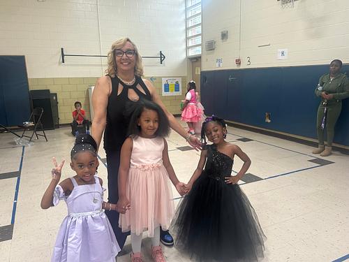 Students and families dressed up for the Sneaker Ball